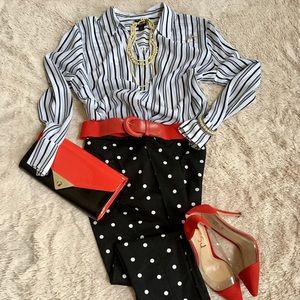 Polka-Dot Skinny Ankle Pants